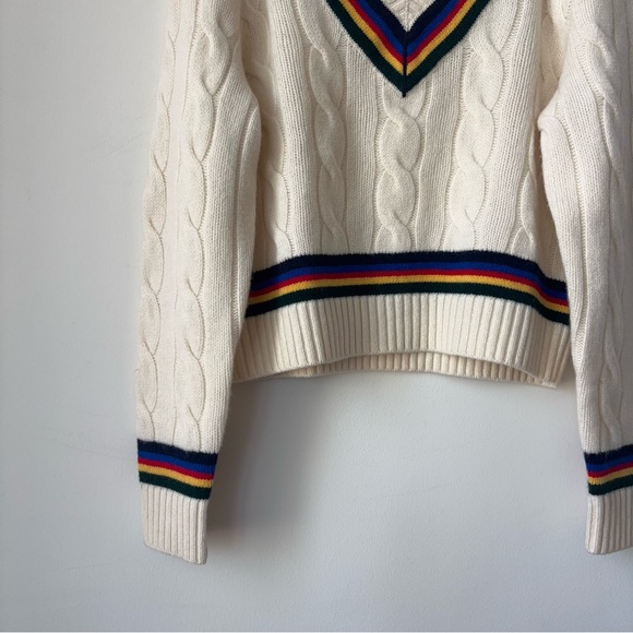 Polo Ralph Lauren Wool Cashmere Cricket Sweater Size L Tennis Chunky Cable Knit - Picture 5 of 11